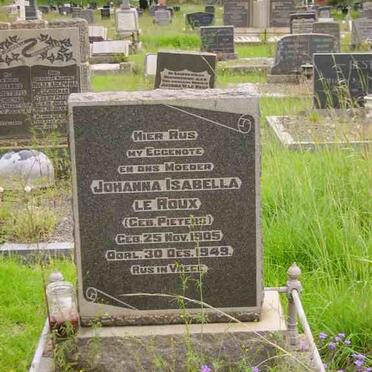 ROUX Johanna Isabella, le nee PIETERS 1905-1949