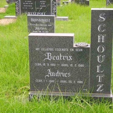 SCHOULTZ Beatrix 1951-1986 :: SCHOULTZ  Andries 1982-1986