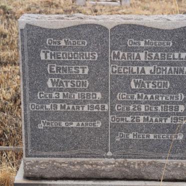WATSON Theodorus Ernest 1880-1948 &amp; Maria Isabella Cecilia Johanna MAARTENS 1888-1951