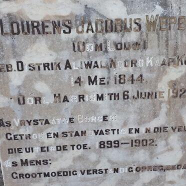 WEPENER Lourens Jacobus 1844-1923 &amp; Martha Louisa DU PLESSIS 1853-1930