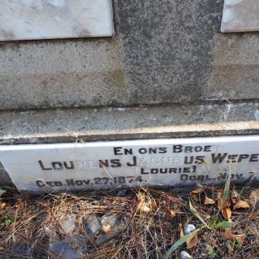 WEPENER Lourens Jacobus 1844-1923 &amp; Martha Louisa DU PLESSIS 1853-1930 :: WEPENER Lourens Jacobus 1874-1918
