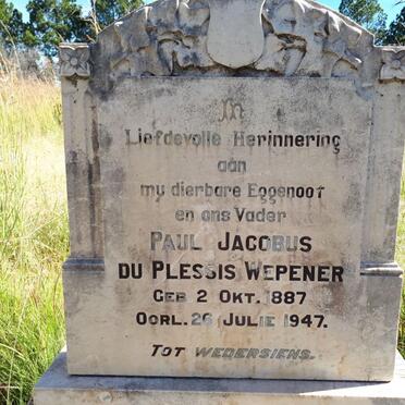 WEPENER Paul Jacobus du Plessis 1887-1947