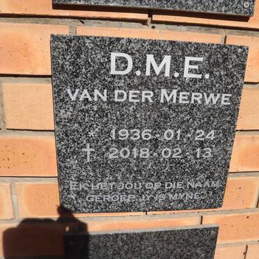 MERWE D.M.E., van der 1936-2018