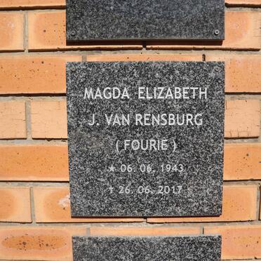 RENSBURG Magda Elizabeth, J. van nee FOURIE 1943-2017