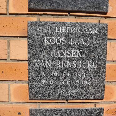 RENSBURG J.A., Jansen van 1932-2009