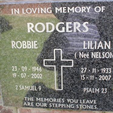 RODGERS Robbie 1946-2002 &amp; Lilian NELSON 1933-2007