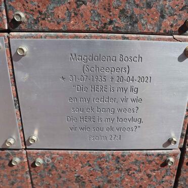 BOSCH Magdalena nee SCHEEPERS 1935-2021