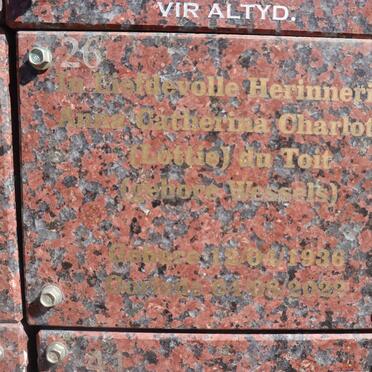 TOIT Anna Catherina Charlotta, du nee WESSELS 1936-2022