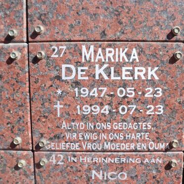 KLERK Marika, de 1947-1994