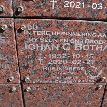 BOTHA Johan G. 1952-2020