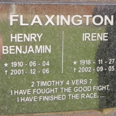 FLAXINGTON Henry Benjamin 1910-2001 &amp; Irene 1918-2002
