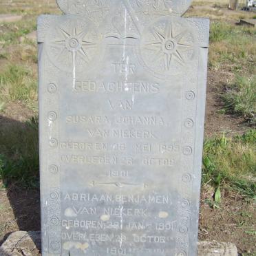 NIEKERK Susara Johanna, van 1899-1901 :: VAN NIEKERK Adriaan Benjamen 1901-1901