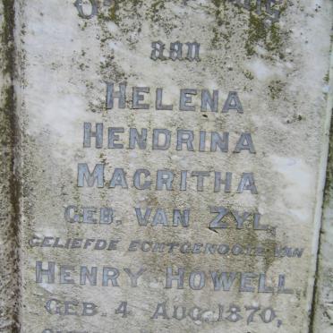 HOWELL Helena Hendrina Magritha nee VAN ZYL 1870-1901