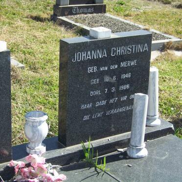 ? Johanna Christina nee VAN DER MERWE 1946-1986