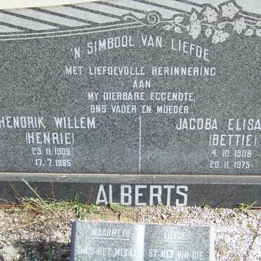 ALBERTS Hendrik Willem 1905-1985 &amp; Jacoba Elisabeth 1908-1975