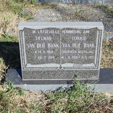 BANK Tielman, van der 1906-1994 &amp; Tokkie NEETHLING 1909-1997