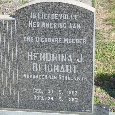 BLIGNAUT Hendrina J. voorheen VAN SCHALKWYK 1902-1982