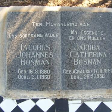 BOSMAN Jacobus Johannes 1880-1960 &amp; Jacoba Catherina CRAUSE 1885-1956
