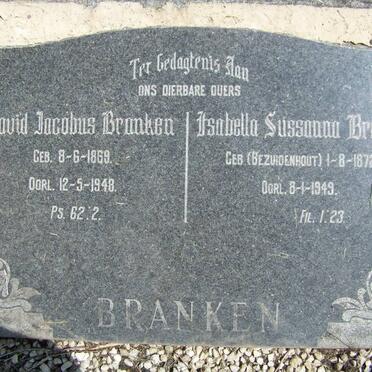 BRANKEN David Jacobus 1869-1948 &amp; Isabella Sussanna BEZUIDENHOUT 1872-1949