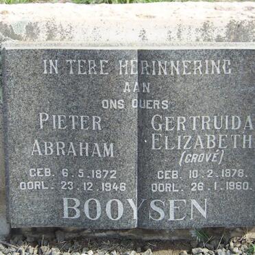 BOOYSEN Pieter Abraham 1872-1946 &amp; Gertruida Elizabeth GROVE 1878-1960