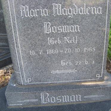 BOSMAN Maria Magdelena nee NEL 1880-1965