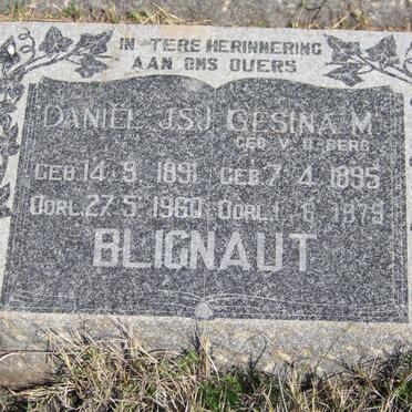 BLIGNAUT Daniel J.S.J. 1891-1960 &amp; Gesina M. V.D. BERG 1895-1979