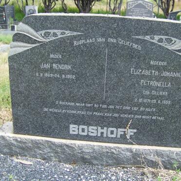 BOSHOFF Jan Hendrik 1869-1952 &amp; Elizabeth Johanna Petronella CILLIERS 1871-1953
