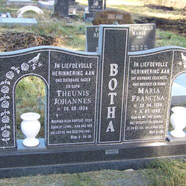 BOTHA Theunis Johannes 1924- &amp; Maria Francina 1934-1993