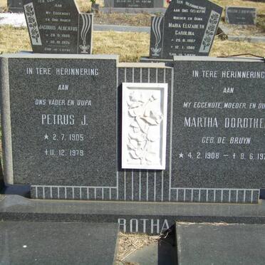 BOTHA Petrus J. 1905-1979 &amp; Martha Dorothea DE BRUYN 1908-1976