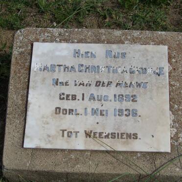 CRONJE Martha Christina nee VAN DER MERWE 1892-1936
