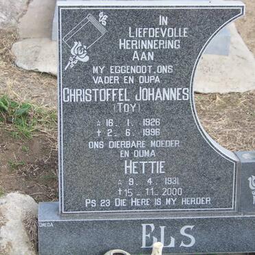 ELS Christoffel Johannes 1926-1996 &amp; Hettie 1931-2000