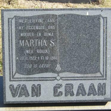 GRAAN Martha S., van nee ROUX 1923-1986