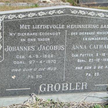 GROBLER Johannes Jacobus 1906-1970 &amp; Anna Catharina PUTTER 1908-1995
