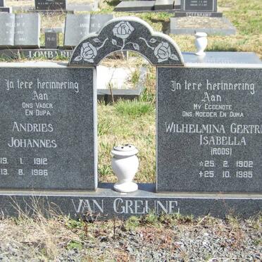 GREUNE Andries Johannes, van 1912-1986 &amp; Wilhelmina Gertruida Isabella ROOS 1902-1985