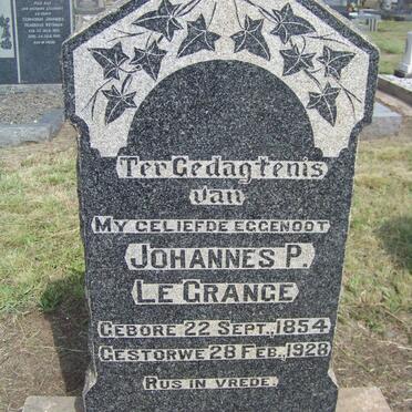 GRANGE Johannes P., le 1854-1928