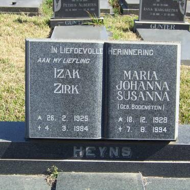 HEYNS Izak Zirk 1925-1984 &amp; Maria Johanna Susanna BODENSTEIN 1928-1994