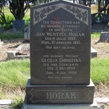 HORAK Jan Wentzel 1892-1951 &amp; Cecilia Christina VAN SCHALKWYK 1896-1986