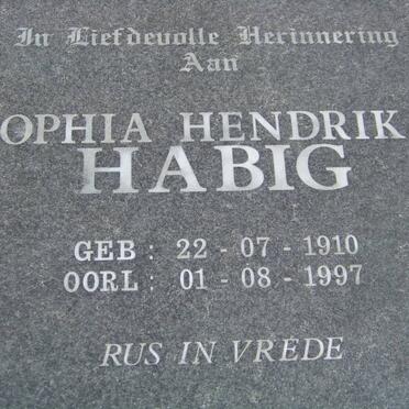 HABIG Sophia Hendrika 1910-1997