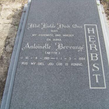 HERBST Antoinette Berrange 1919-1994