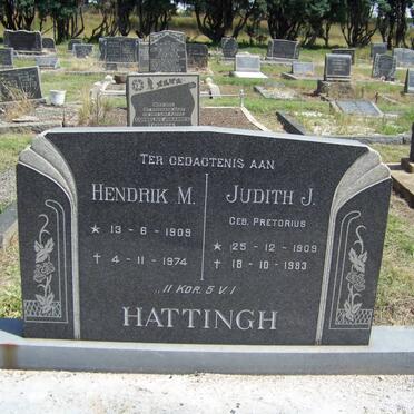 HATTINGH Hendrik M.1909-1974 &amp; Judith J. PRETORIUS 1909-1983