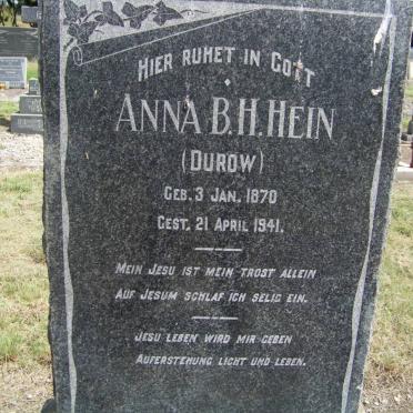 HEIN Anna B.H. nee DUROW 1870-1941