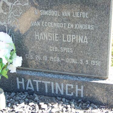 HATTINGH Hansie Lopina nee SPIES 1908-1958
