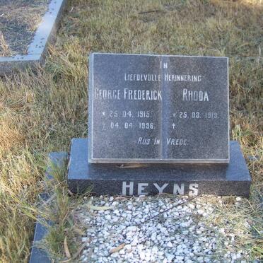 HEYNS George Frederick 1915-1996 &amp; Rhoda 1919-