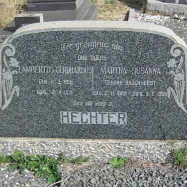 HECHTER Lambertus Gerdhardus 1891-1971 &amp; Martha Susanna BADENHORST 1889-1966