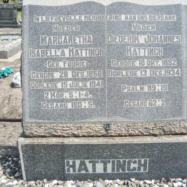 HATTINGH Diederik Johannes 1852-1934 &amp; Margaretha Isabella FOURIE 1856-1941