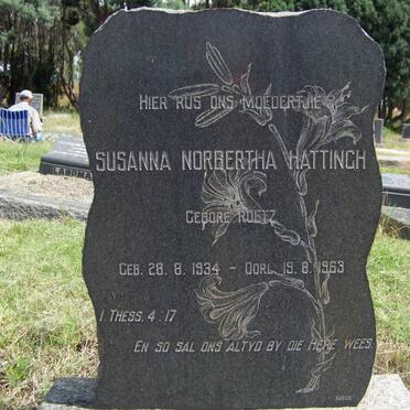 HATTINGH Susanna Norbertha nee ROETZ 1934-1963