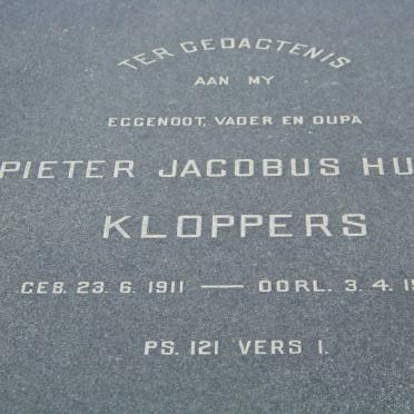 KLOPPERS Pieter Jacobus Hugo 1911-1973