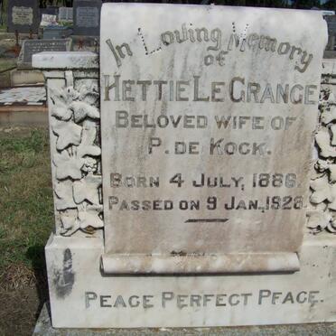 KOCK Hettie, de nee LE GRANGE 1886-1928