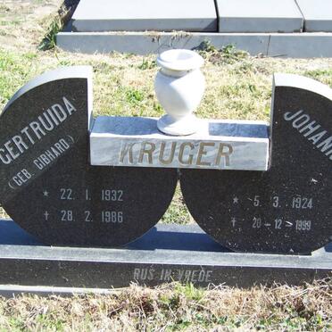 KRUGER Johannes 1924-1999 &amp; Gertruida GIBHARD 1932-1986
