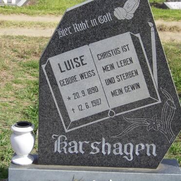 KARSHAGEN Luise nee WEISS 1890-1987